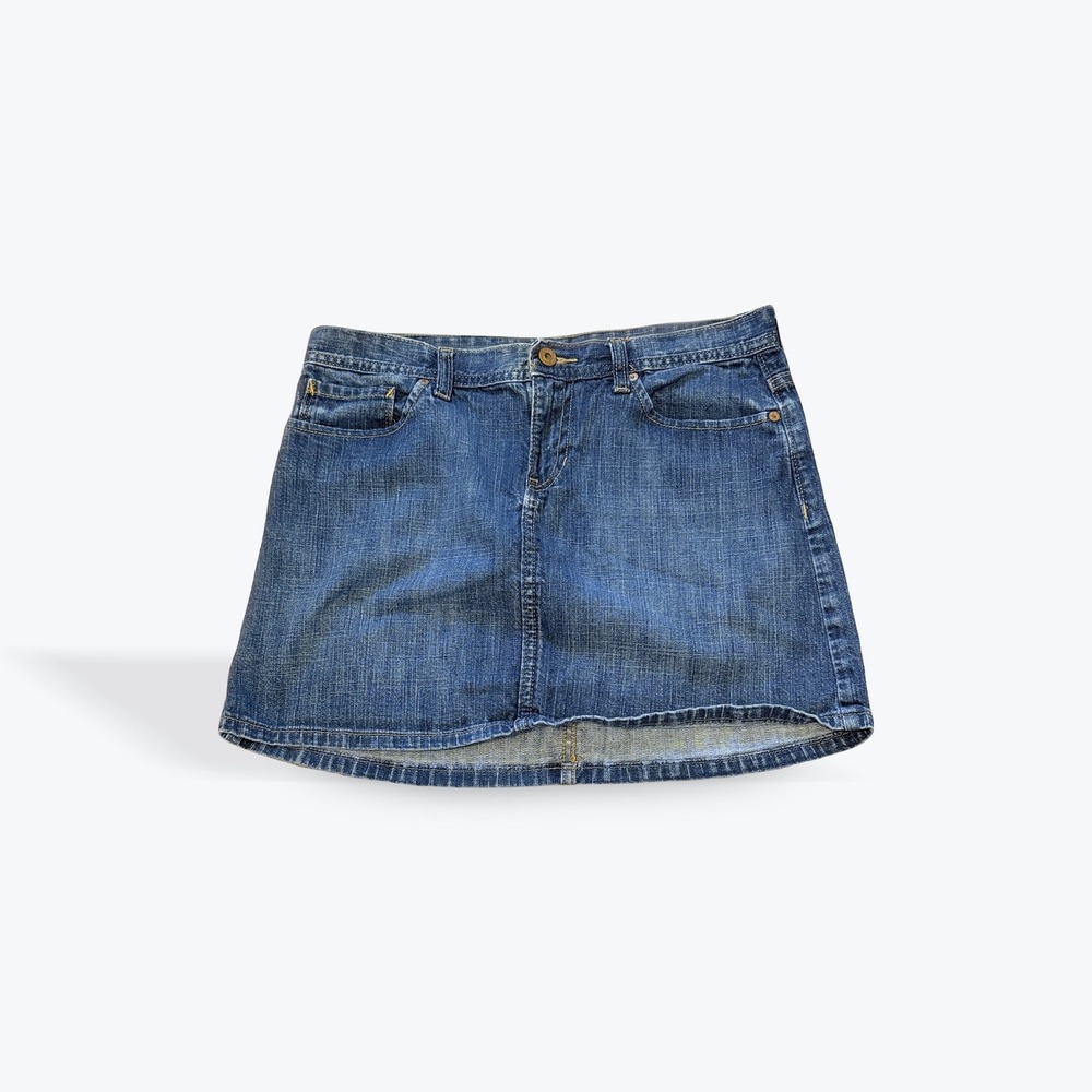 Gap Womens Denim Mini Skirt Size 6 Medium Wash Embroidered Back Pockets Casual